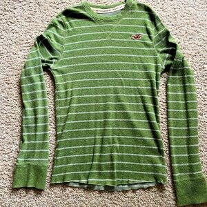 Hollister green striped long sleeved extra small boys shirt